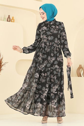 moda selvim Dress 5205AL357 Black - Thumbnail