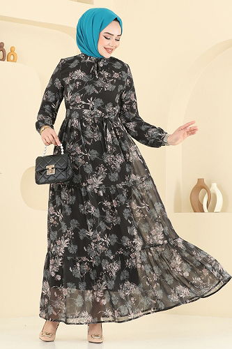 moda selvim Dress 5205AL357 Black - Thumbnail