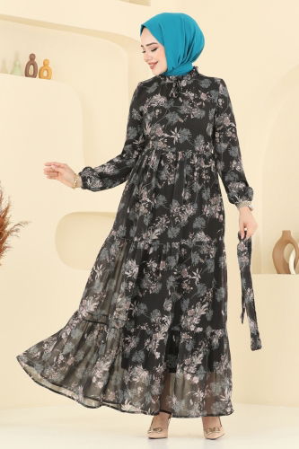 moda selvim الفستان أسود 5205AL357 - Thumbnail