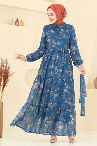 moda selvim الفستان ازرق 5205AL357 - Thumbnail