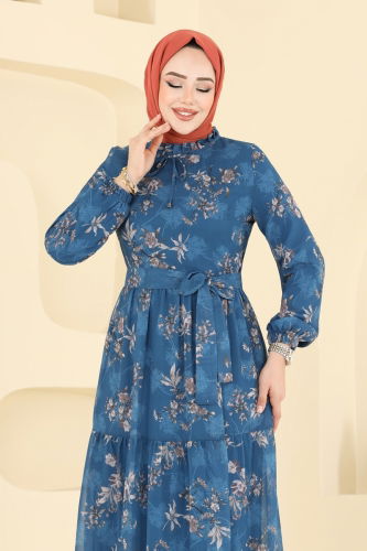 moda selvim الفستان ازرق 5205AL357 - Thumbnail