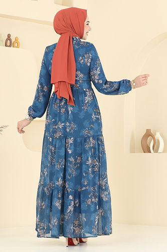 moda selvim الفستان ازرق 5205AL357 - Thumbnail