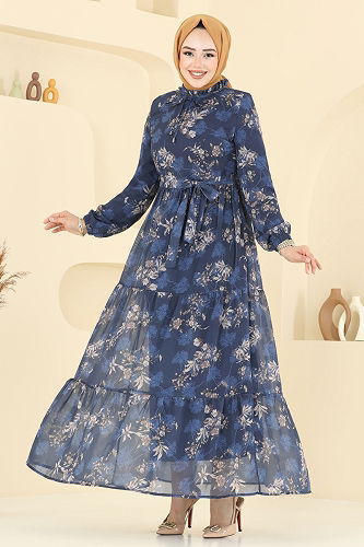 moda selvim Dress 5205AL357 Navy Blue - Thumbnail