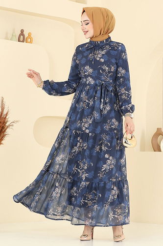 moda selvim Dress 5205AL357 Navy Blue - Thumbnail