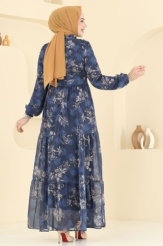 moda selvim Dress 5205AL357 Navy Blue - Thumbnail