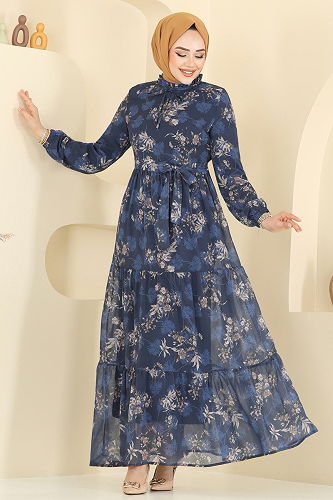 moda selvim الفستان كحلي 5205AL357 - Thumbnail