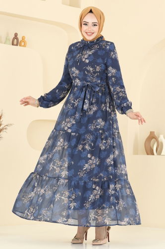 moda selvim الفستان كحلي 5205AL357 - Thumbnail