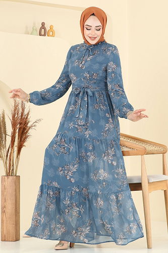 moda selvim الفستان بترولي 5205AL357 - Thumbnail