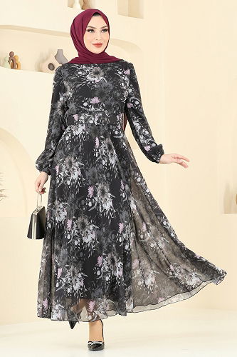 moda selvim Dress 5206AL357 Black - Thumbnail