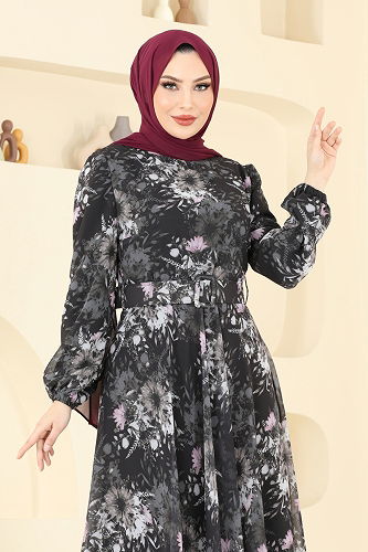 moda selvim Dress 5206AL357 Black - Thumbnail