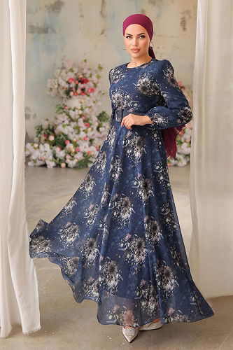 moda selvim Dress 5206AL357 Navy Blue - Thumbnail