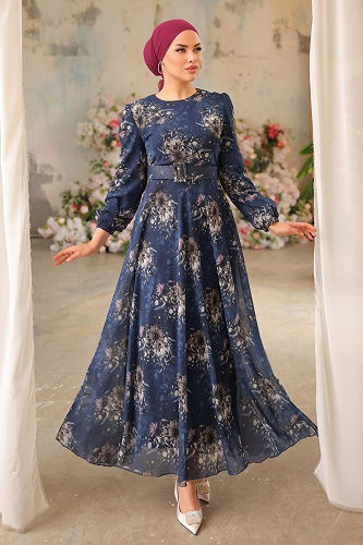 moda selvim الفستان كحلي 5206AL357 - Thumbnail