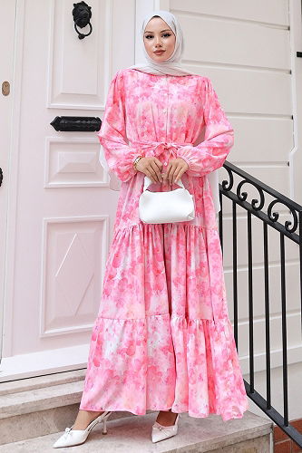 moda selvim Dress 525BRZK1151 Pink - Thumbnail