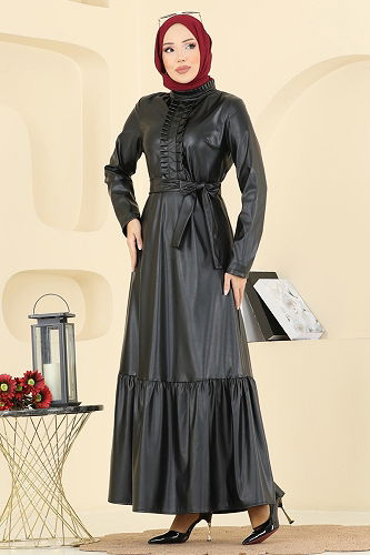 moda selvim الفستان أسود 5285AL357 - Thumbnail