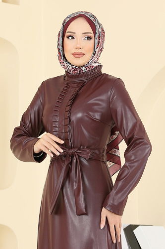 moda selvim الفستان خمري 5285AL357 - Thumbnail