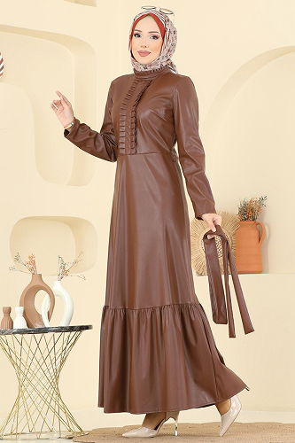 moda selvim Dress 5285AL357 Tan - Thumbnail