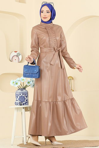 moda selvim الفستان بيج 5285AL357 - Thumbnail