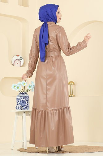 moda selvim الفستان بيج 5285AL357 - Thumbnail