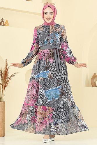 moda selvim Dress 5297AL357 Anthracite - Thumbnail