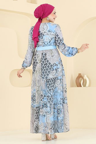 moda selvim الفستان أزرق فاتح 5297AL357 - Thumbnail