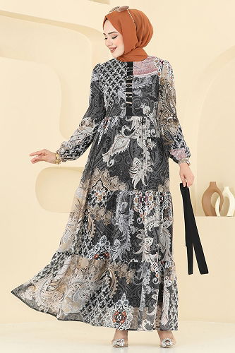 moda selvim Dress 5297AL357 Black - Thumbnail