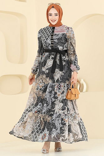 moda selvim الفستان أسود 5297AL357 - Thumbnail