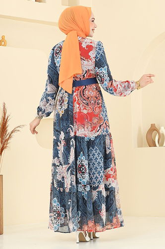 moda selvim Dress 5297AL357 Navy Blue - Thumbnail