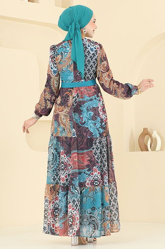 moda selvim الفستان بترولي 5297AL357 - Thumbnail