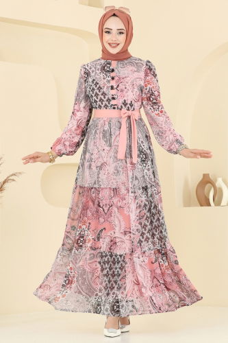 moda selvim Dress 5297AL357 Powder - Thumbnail