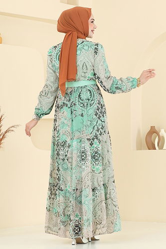 moda selvim الفستان اخضر فاتح 5297AL357 - Thumbnail