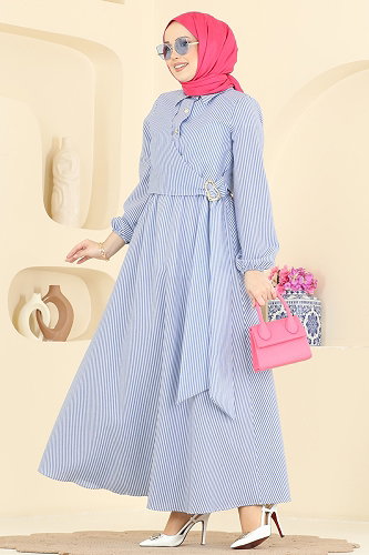 moda selvim الفستان كحلي 5303NFC1010 - Thumbnail