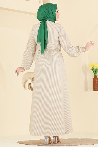 moda selvim الفستان بيج 5303NFC1010 - Thumbnail