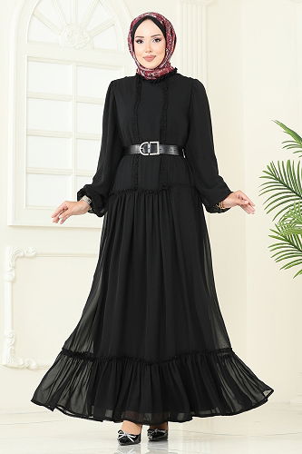 moda selvim Dress 5307AL357 Black - Thumbnail