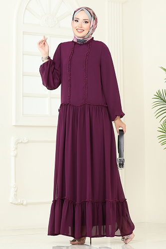 moda selvim Dress 5307AL357 Damson - Thumbnail