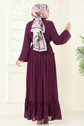 moda selvim Dress 5307AL357 Damson - Thumbnail