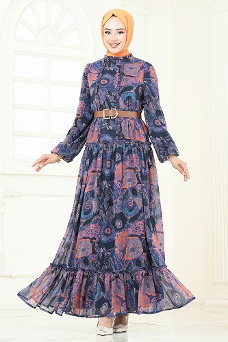 moda selvim Dress 5307AL357 Oranj - Thumbnail