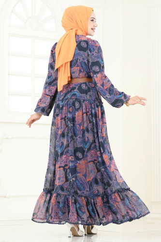 moda selvim الفستان برتقالي 5307AL357 - Thumbnail