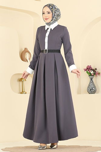 moda selvim Dress 5351AL357 Anthracite - Thumbnail