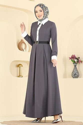 moda selvim Dress 5351AL357 Anthracite - Thumbnail