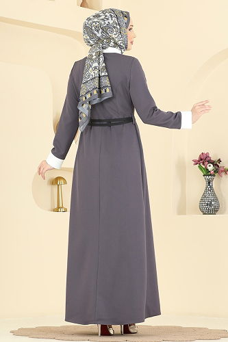moda selvim Dress 5351AL357 Anthracite - Thumbnail
