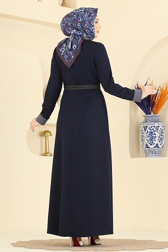 moda selvim Dress 5351AL357 Navy Blue - Thumbnail