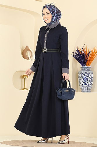 moda selvim الفستان كحلي 5351AL357 - Thumbnail