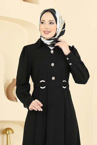 moda selvim Dress 5370AL357 Black - Thumbnail