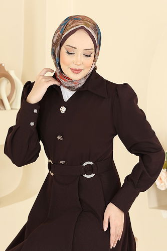 moda selvim Dress 5370AL357 Brown - Thumbnail