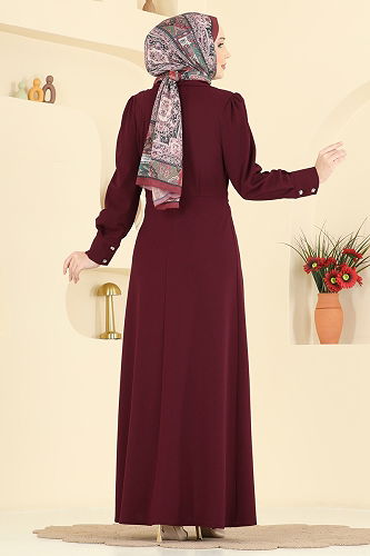 moda selvim الفستان خمري 5370AL357 - Thumbnail