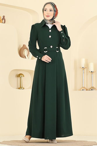 moda selvim الفستان زيتي 5370AL357 - Thumbnail