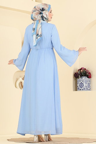 moda selvim Dress 5428NFC1010 Baby Blue - Thumbnail