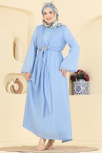moda selvim الفستان أزرق فاتح 5428NFC1010 - Thumbnail
