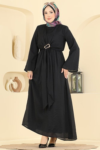moda selvim Dress 5428NFC1010 Black - Thumbnail