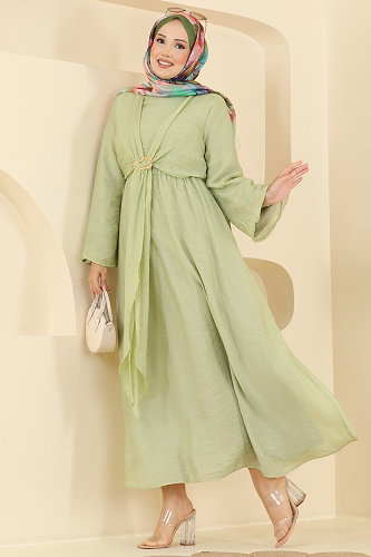 moda selvim Dress 5428NFC1010 Light Oil - Thumbnail